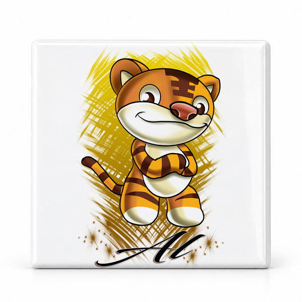B261 Cartoon Tiger ceramic coaster — MAIN photo