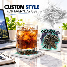 C078 Raptor Dinosaur ceramic coaster by Mythic Airbrush, original Air-Volution design — product image 2