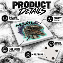 C078 Raptor Dinosaur ceramic coaster by Mythic Airbrush, original Air-Volution design — product image 3