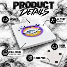 E001 Christian Fish Mountain Landscape ceramic coaster by Mythic Airbrush, original Air-Volution design — product image 3