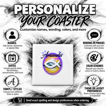 E001 Christian Fish Mountain Landscape ceramic coaster by Mythic Airbrush, original Air-Volution design — product image 5