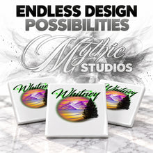 E003 Mountain Lake Landscape ceramic coaster by Mythic Airbrush, original Air-Volution design — product image 6