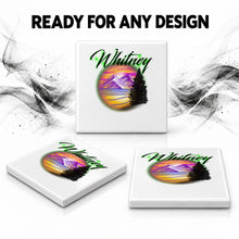 E003 Mountain Lake Landscape ceramic coaster by Mythic Airbrush, original Air-Volution design — product image 7