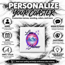 E005 Beach Mountain Water Landscape ceramic coaster by Mythic Airbrush, original Air-Volution design — product image 5