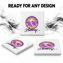 E006 Mountain Water Landscape ceramic coaster by Mythic Airbrush, original Air-Volution design — product image 7