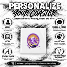 E010 Mountain Lake Sunset ceramic coaster by Mythic Airbrush, original Air-Volution design — product image 5