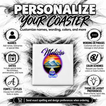 E011 Waterfall Sunset Landscape ceramic coaster by Mythic Airbrush, original Air-Volution design — product image 5