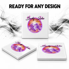 E014 Mountain Sunset Landscape ceramic coaster by Mythic Airbrush, original Air-Volution design — product image 7