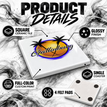 E015 Gatlinburg Mountain Sunset ceramic coaster by Mythic Airbrush, original Air-Volution design — product image 3