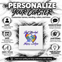 E017 Hearts Waterfall Mountain Sunset ceramic coaster by Mythic Airbrush, original Air-Volution design — product image 5