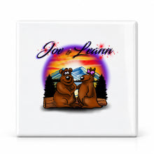 E020 Bears Mountain Sunset ceramic coaster by Mythic Airbrush, original Air-Volution design — main image