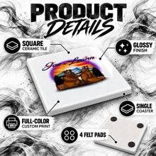 E020 Bears Mountain Sunset ceramic coaster by Mythic Airbrush, original Air-Volution design — product image 3
