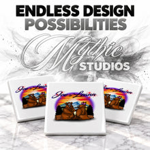 E020 Bears Mountain Sunset ceramic coaster by Mythic Airbrush, original Air-Volution design — product image 6