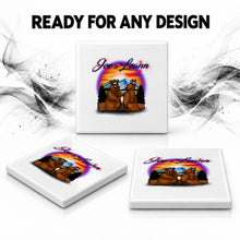 E020 Bears Mountain Sunset ceramic coaster by Mythic Airbrush, original Air-Volution design — product image 7