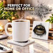 E021 Urban Graffiti Old English Cityscape ceramic coaster by Mythic Airbrush, original Air-Volution design — product image 4