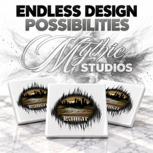 E021 Urban Graffiti Old English Cityscape ceramic coaster by Mythic Airbrush, original Air-Volution design — product image 6