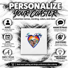 E022 Photo Heart sunset Scene ceramic coaster by Mythic Airbrush, original Air-Volution design — product image 5