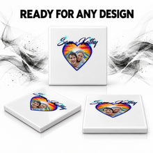 E022 Photo Heart sunset Scene ceramic coaster by Mythic Airbrush, original Air-Volution design — product image 7
