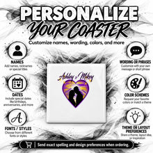 E027 Lovers Mountain sunset Scene ceramic coaster by Mythic Airbrush, original Air-Volution design — product image 5