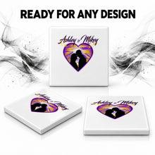E027 Lovers Mountain sunset Scene ceramic coaster by Mythic Airbrush, original Air-Volution design — product image 7