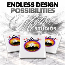 E030 Carnival fair ferris wheel sunset Scene ceramic coaster by Mythic Airbrush, original Air-Volution design — product image 6