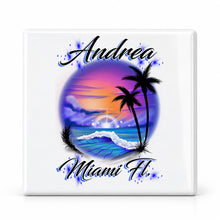 E031 Ocean Wave ceramic coaster by Mythic Airbrush, original Air-Volution design — main image
