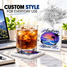 E031 Ocean Wave ceramic coaster by Mythic Airbrush, original Air-Volution design — product image 2