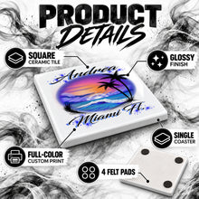 E031 Ocean Wave ceramic coaster by Mythic Airbrush, original Air-Volution design — product image 3