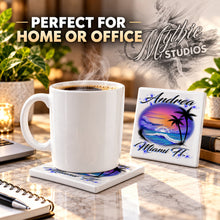 E031 Ocean Wave ceramic coaster by Mythic Airbrush, original Air-Volution design — product image 4