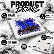 E033 City Scene ceramic coaster by Mythic Airbrush, original Air-Volution design — product image 3