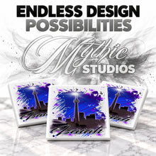 E033 City Scene ceramic coaster by Mythic Airbrush, original Air-Volution design — product image 6