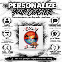 E034 Lighthouse and Bird ceramic coaster by Mythic Airbrush, original Air-Volution design — product image 5