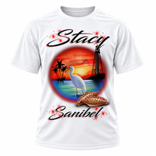 Personalized Lighthouse and Bird T-Shirt, front-view T-shirt mockup featuring custom Air-Volution artwork by Mythic Airbrush