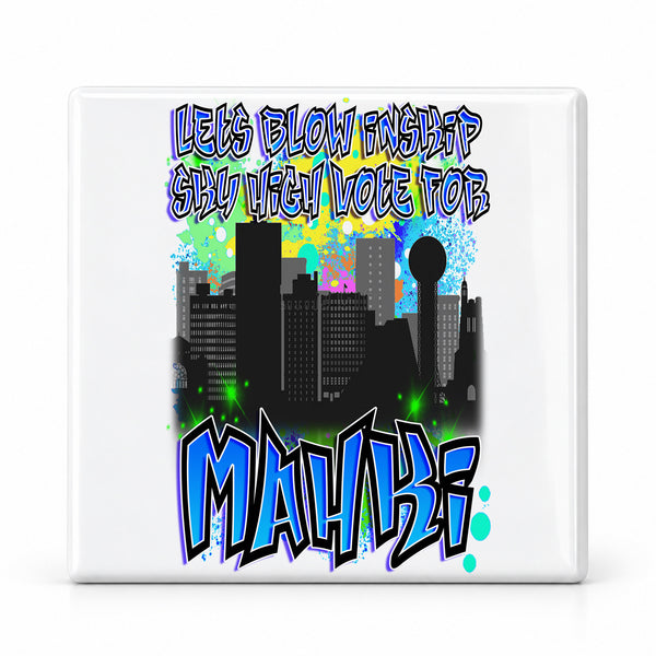 E037 Urban City Building Landscape ceramic coaster — MAIN photo