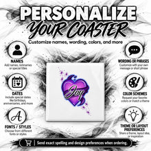 F002 Heart And Ribbon ceramic coaster by Mythic Airbrush, original Air-Volution design — product image 5