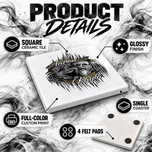 F005 Drama Faces ceramic coaster by Mythic Airbrush, original Air-Volution design — product image 3