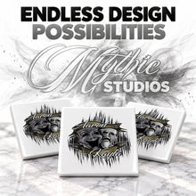 F005 Drama Faces ceramic coaster by Mythic Airbrush, original Air-Volution design — product image 6