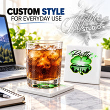 F009 4 Leaf Clover ceramic coaster by Mythic Airbrush, original Air-Volution design — product image 2