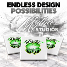 F009 4 Leaf Clover ceramic coaster by Mythic Airbrush, original Air-Volution design — product image 6