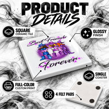 F011 Stick Figure Girls ceramic coaster by Mythic Airbrush, original Air-Volution design — product image 3