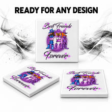 F011 Stick Figure Girls ceramic coaster by Mythic Airbrush, original Air-Volution design — product image 7