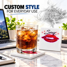 F012 Sexy Lips ceramic coaster by Mythic Airbrush, original Air-Volution design — product image 2