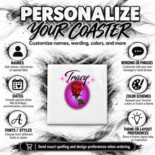 F014 Rose Flower ceramic coaster by Mythic Airbrush, original Air-Volution design — product image 5