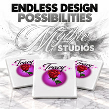 F014 Rose Flower ceramic coaster by Mythic Airbrush, original Air-Volution design — product image 6