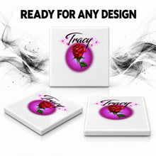 F014 Rose Flower ceramic coaster by Mythic Airbrush, original Air-Volution design — product image 7
