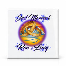 F015 Wedding Rings ceramic coaster by Mythic Airbrush, original Air-Volution design — main image