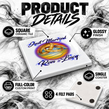 F015 Wedding Rings ceramic coaster by Mythic Airbrush, original Air-Volution design — product image 3