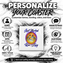 F015 Wedding Rings ceramic coaster by Mythic Airbrush, original Air-Volution design — product image 5