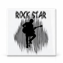 F016 Guitar Music ceramic coaster by Mythic Airbrush, original Air-Volution design — main image