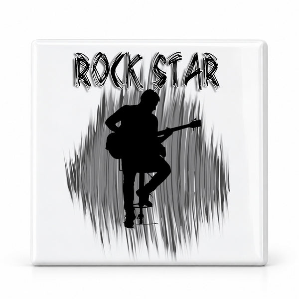 F016 Guitar Music ceramic coaster by Mythic Airbrush, original Air-Volution design — main image